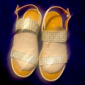 Pretty White Rhinestone Women’s Shoes Used Once to a Wedding